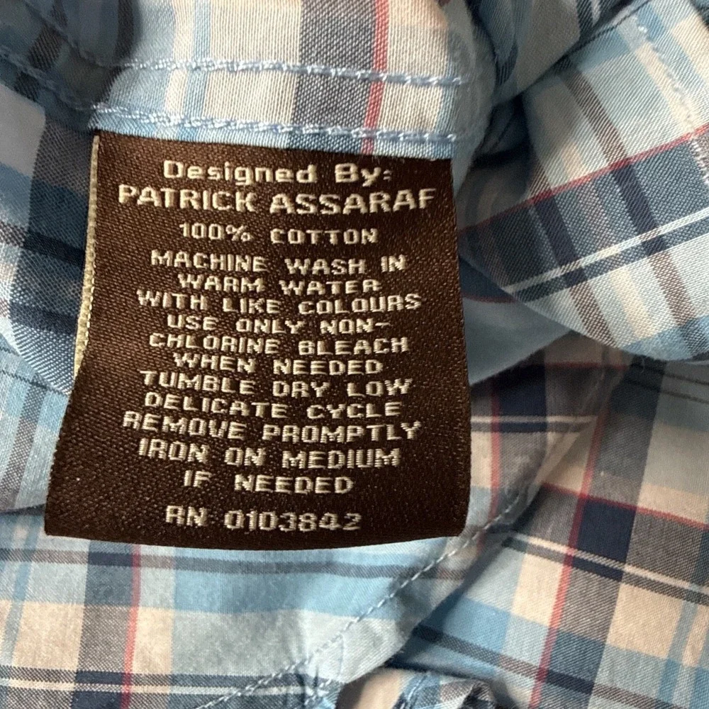 Toscano Patrick Assaraf Mens Plaid Short Sleeve Button Down Shirt‎ Size S